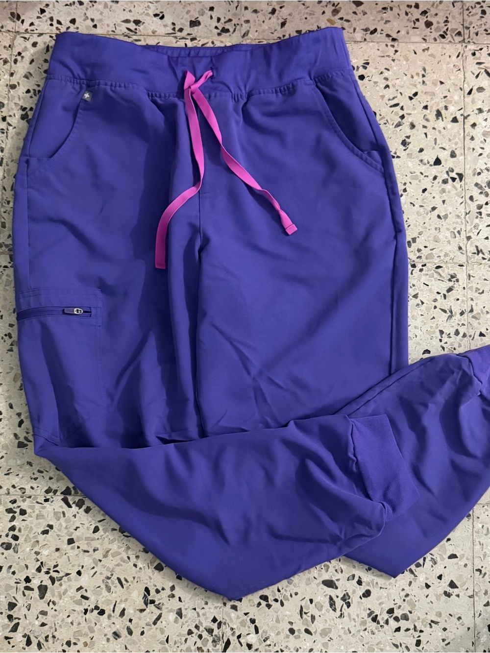 Figs Women's Purple Joggers with Pink Drawstring